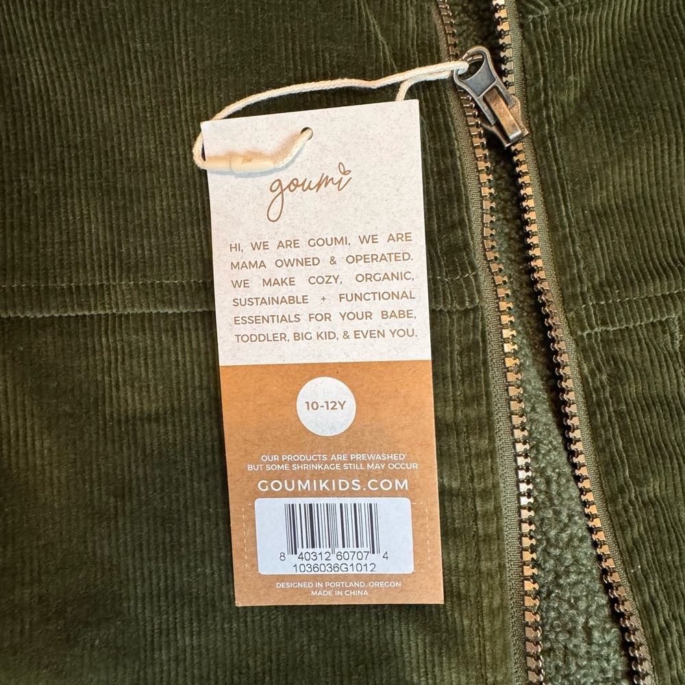 Goumi Olive Corduroy Vest 10-12Y - Picture 2 of 2